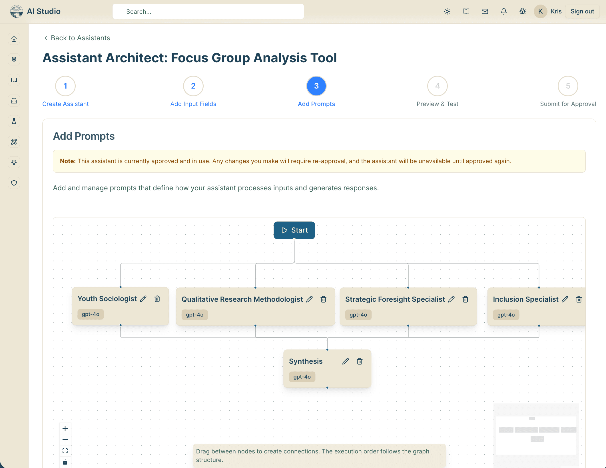 No-code AI assistant creation interface