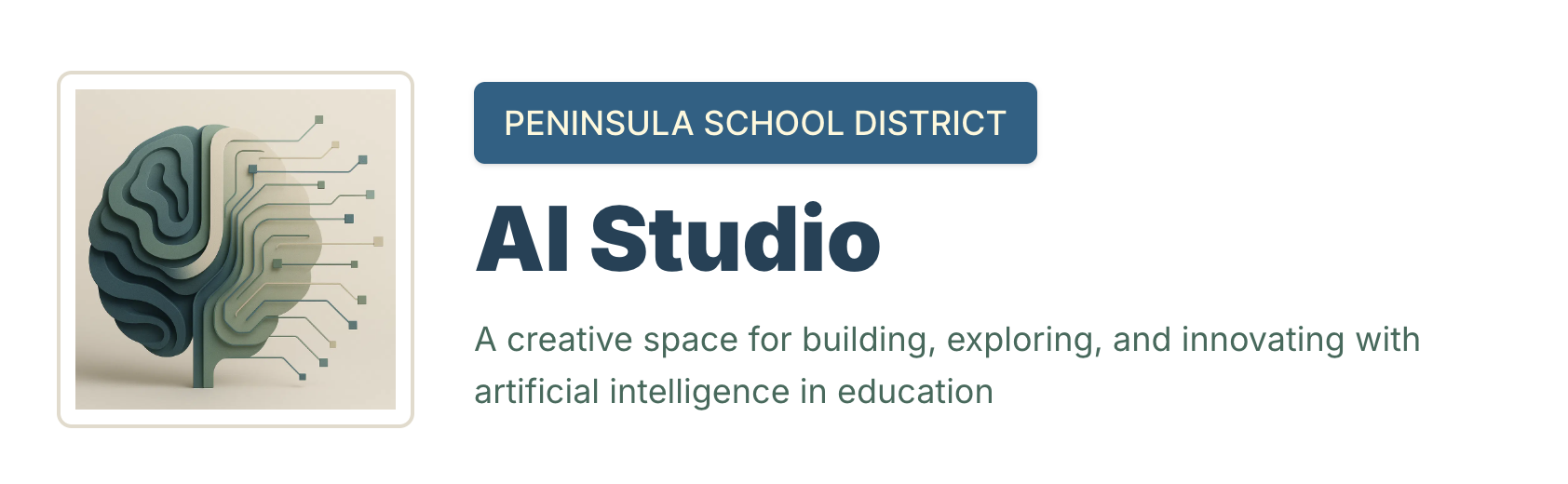 image depicting the header of ai studio - a place for staff and students to explore the power of AI